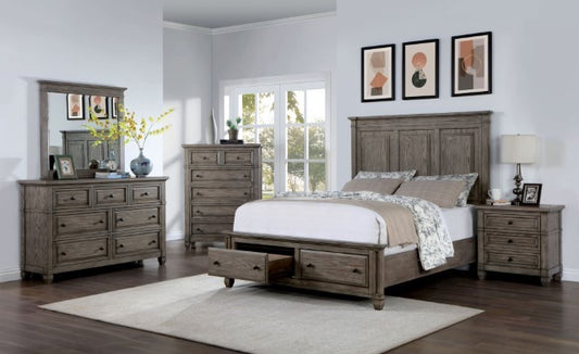 cm7461gy 5 pc bed room set queen bed frame dresser/mirror/night stand x2