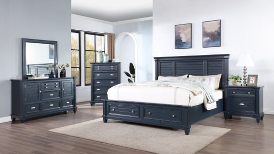 cm7470bl-5 pc set queen bed frame dresser/mirror night stand x2