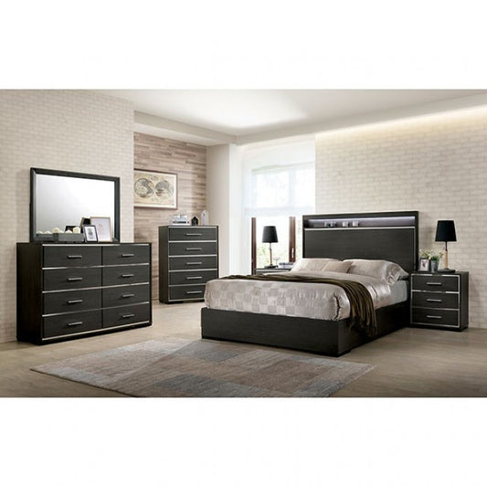 cm7589-5pc queen bed frame dresser/mirror/night stand x2