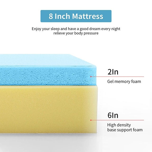 8" gel infused memory foam mattress