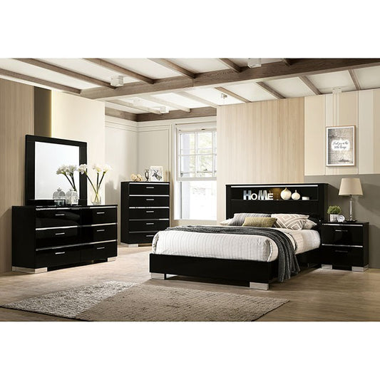 foa7039-5pc queen bed frame /dresser/mirror/ night stand x2